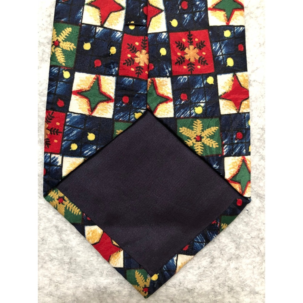 Vtg Mickey Unlimited Disney Christmas NeckTie 58" Mickey Goofy Donald Navy Red